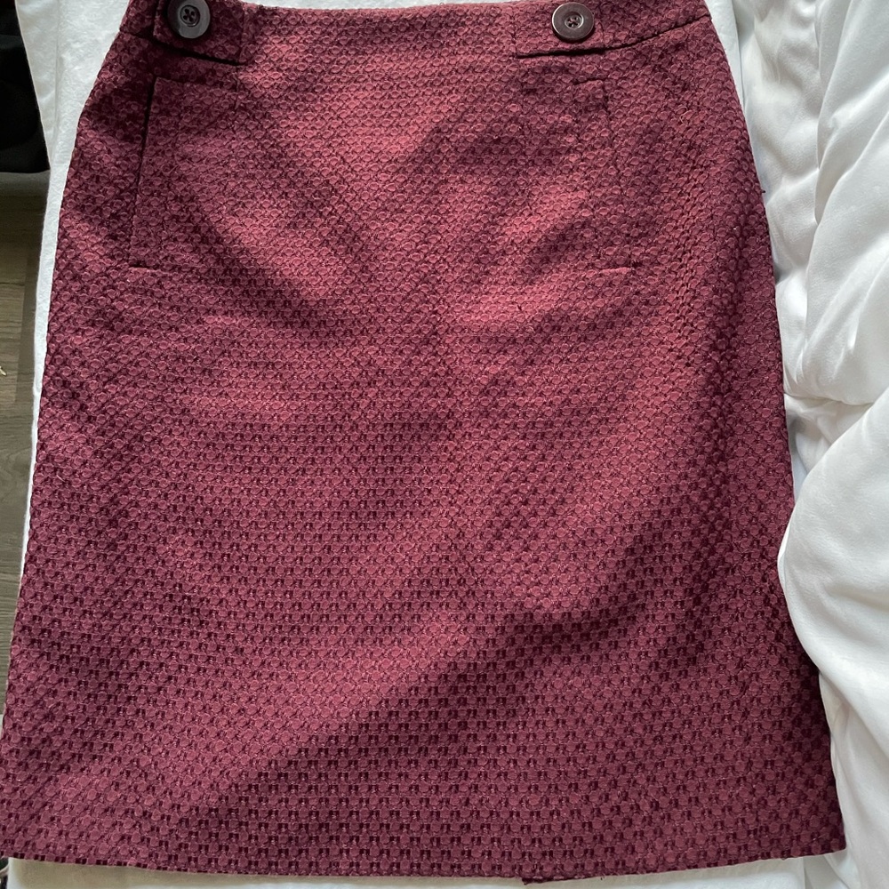 Ann Taylor Burgundy Pencil Skirt